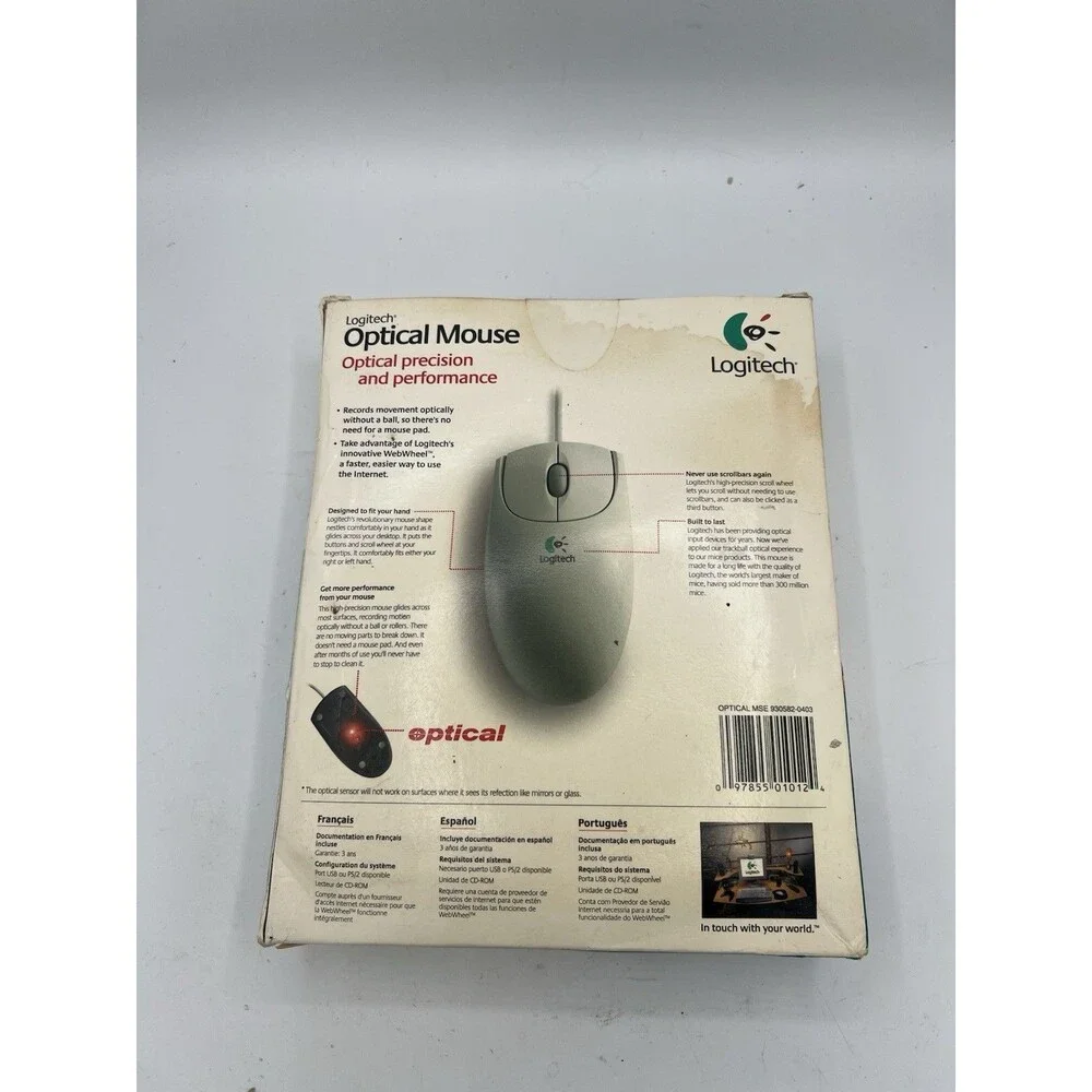 🐁Logitech Optical Corded Mouse 930582-0403 M-BJ58 USB to PS/2 PC Mac New in Box